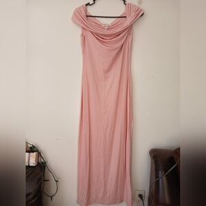 Reformation Light Pink Off-Shoulder Maxi Dress